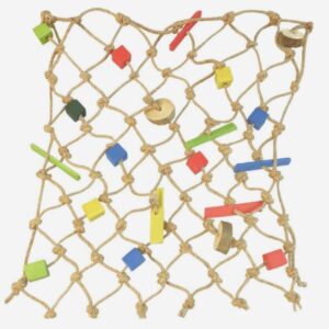 Jutová síť s dřevěnými doplňky