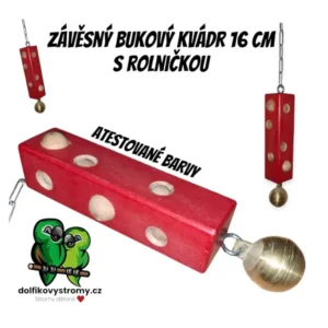 Závěsný  kvadr s kuličkami a rolničkou