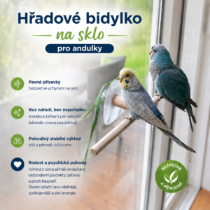 Hřadové bidylko pro andulky na sklo