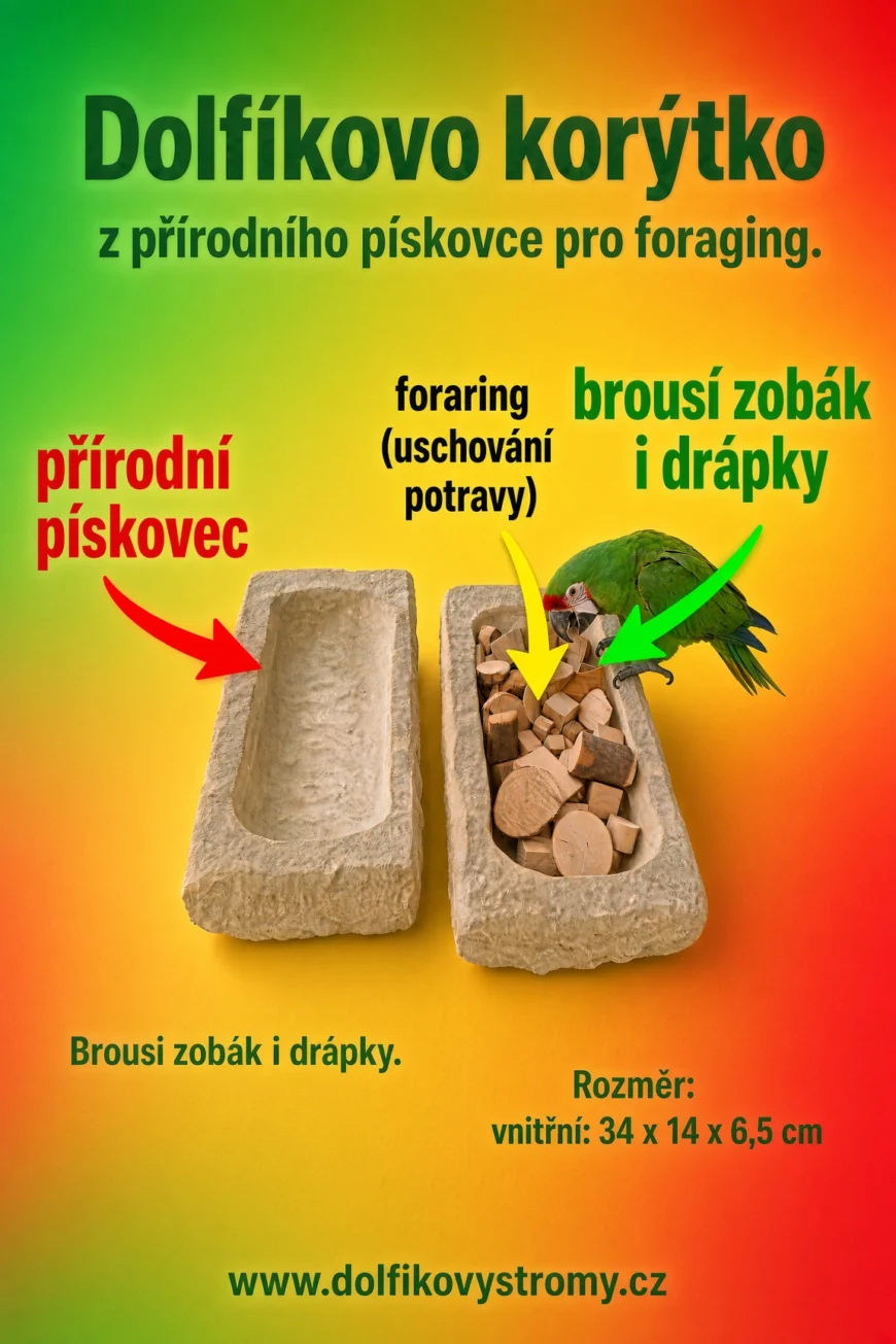 Korytko z přírodního piskovce pro foraring ( vnitřní rozměr cca. 34x14x6,5 cm)